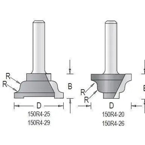 Dimar 150R4-20 Series Rail & Stile Bits, 2 Piece Sets, 1/4″ Shank, 2 Flutes - CNC Router Store