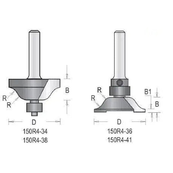 Dimar 150R4-34 Series Rail & Stile Bits, 2 Piece Sets, 1/4″ Shank, 2 Flutes - CNC Router Store