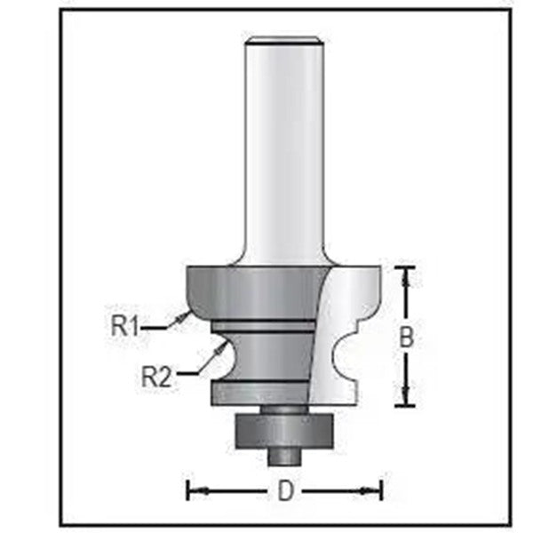 Dimar 156R8-XX Series Edge Forming Bits, 2 Flutes - CNC Router Store