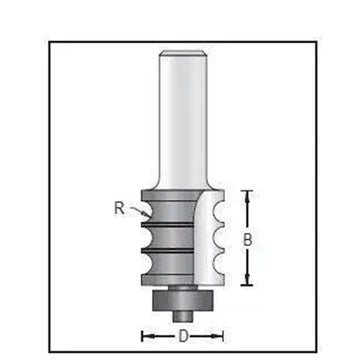 Dimar 160R8-22 Series Triple Beading Bits with Ball Bearing Guide, 2 Flutes