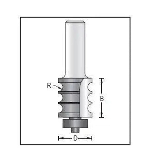 Dimar 160R8-22 Series Triple Beading Bits with Ball Bearing Guide, 2 Flutes - CNC Router Store