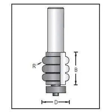 Dimar 164R4-22 Series Convex Beading Bits, 2 Flutes