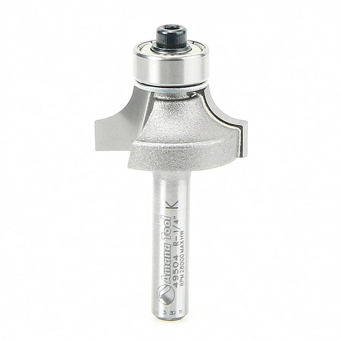 Amana Tool 49504 Carbide Tipped Corner Rounding 1/4 R x 1 Inch D x 1/2 CH x 1/4 SHK w/ Lower Ball Bearing Router Bit