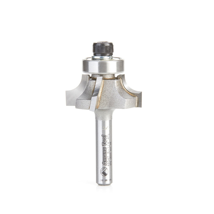 Amana Tool 49547 Carbide Tipped 4 Flute Corner Rounding/Beading 1/4 R x 1-1/8 D x 7/16 CH x 1/4 Inch SHK w/ Lower Ball B