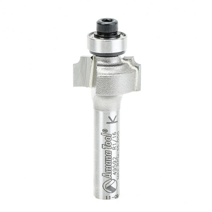 Amana Tool 49592 Carbide Tipped Beading 1/16 R x 5/8 D x 5/16 CH x 1/4 Inch SHK Router Bit