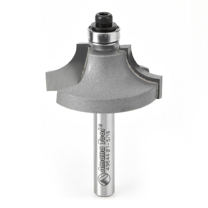 Amana Tool 49644 Carbide Tipped Bead Stile Cutter 23/64 R x 1-5/16 D x 19/32 CH x 3/8 R x 1/4 Inch SHK w/ Lower Ball Bea