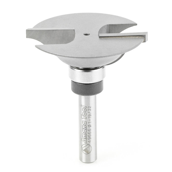 Amana Tool 49666 Carbide Tipped Ogee Rail 1-19/32 D x 3/8 CH x 11/32 R x 1/4 Inch SHK Router Bit
