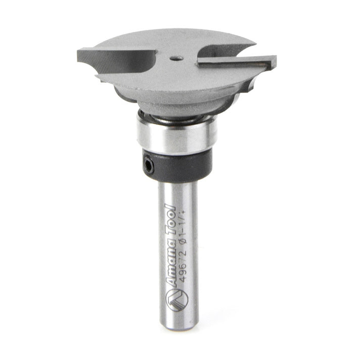 Amana Tool 49672 Carbide Tipped Classical Rail 1-1/4 D x 3/8 CH x 9/64 R x 1/4 Inch SHK Router Bit