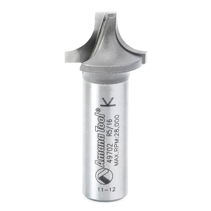 Amana Tool 49702 Carbide Tipped Plunging Round Over 5/16 R x 7/8 D x 9/16 CH x 1/2 Inch SHK Router Bit
