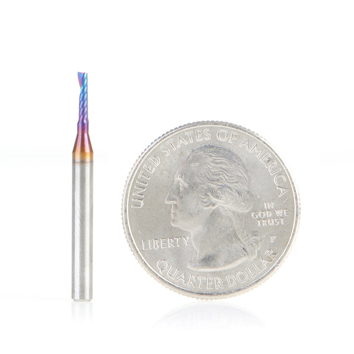 Amana Tool 51397-K CNC Spektra Coated SC Spiral O Single Flute, Plastic Cutting 1.6mm D x 6mm CH x 3mm SHK x 30mm Long U