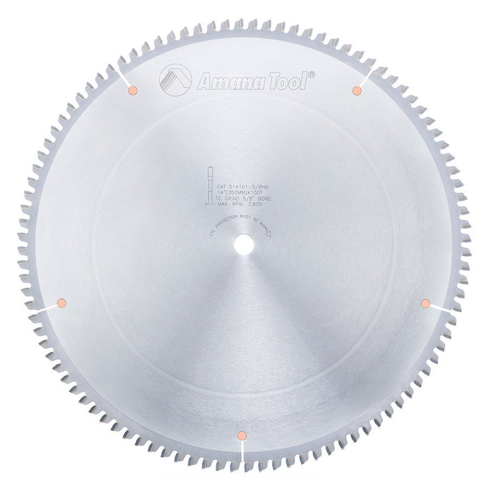 Amana Tool 514101-5/8HD Non-Ferrous Saw Blade - 14″ x 100T, TCG