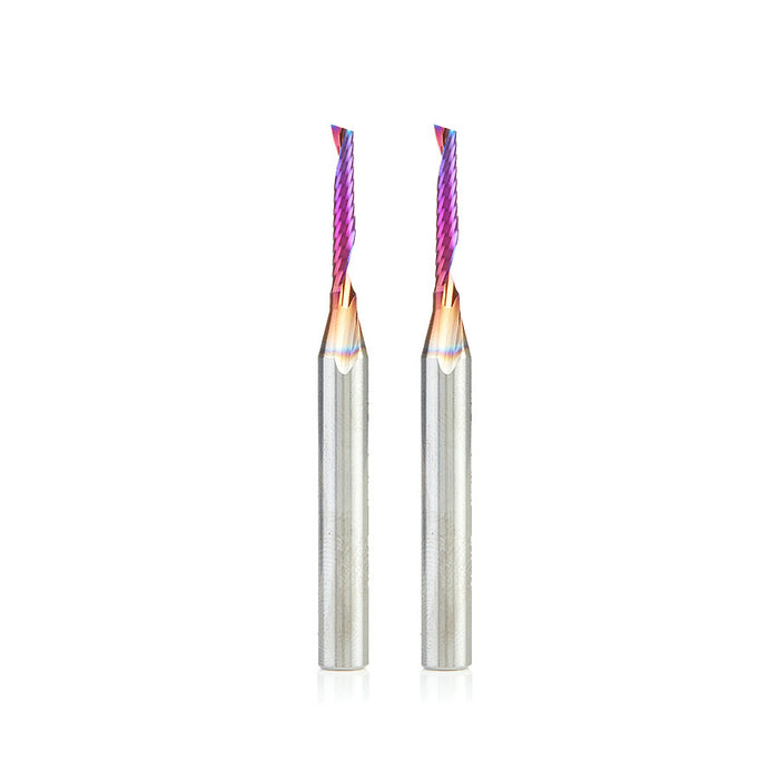 Amana Tool 51446-K-2, 2-Pack CNC Spektra Coated SC Spiral O Single Flute, Plastic Cutting 1/8 D x 3/4 CH x 1/4 SHK x 2-1