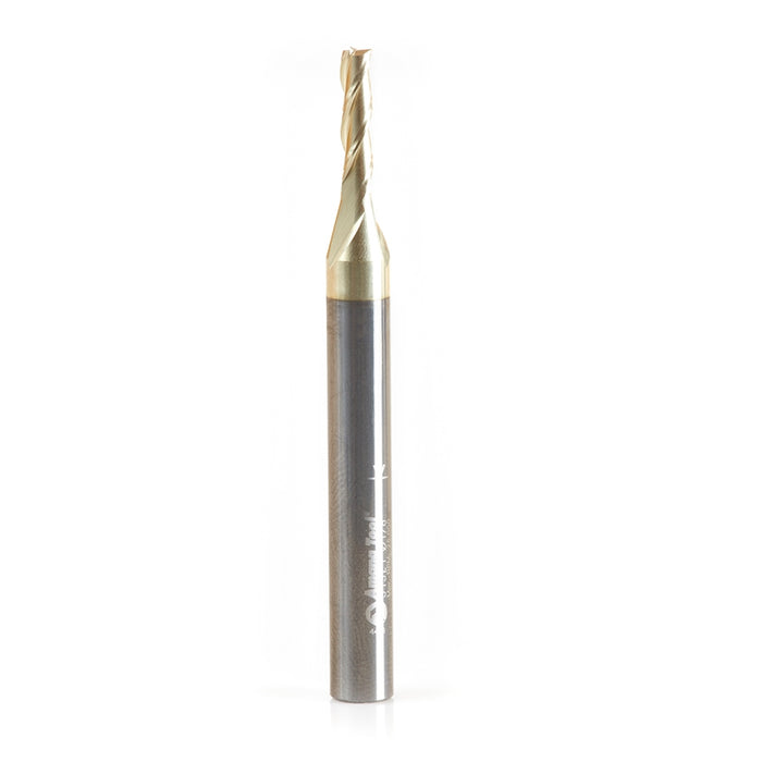 Amana Tool 51521 Glass Cutting 1/8 D x 1/2 CH x 1/4 SHK x 2-1/2 Inch Long x 3 Flute Solid Carbide ZrN Coated Up-Cut Rout