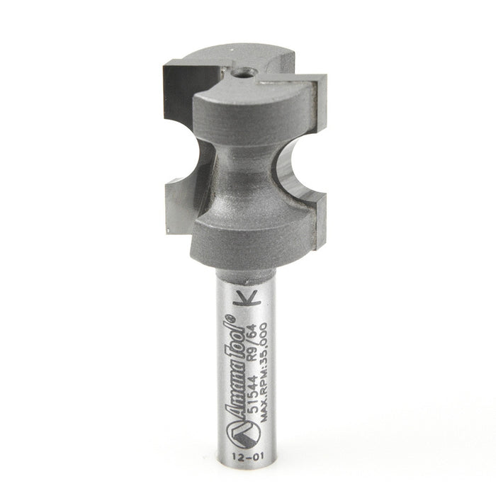 Amana Tool 51544 Carbide Tipped Bullnose 9/64 R x 21/32 D x 3/4 CH x 1/4 Inch SHK Router Bit