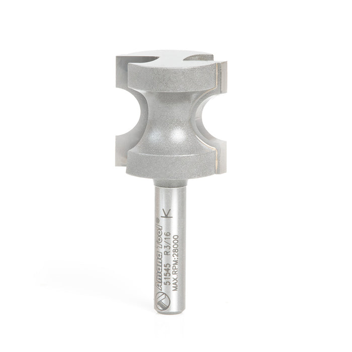 Amana Tool 51545 Carbide Tipped Bullnose 3/16 Radius x 7/8 Dia x 7/8 Cut Height x 1/4 Inch Shank Router Bit