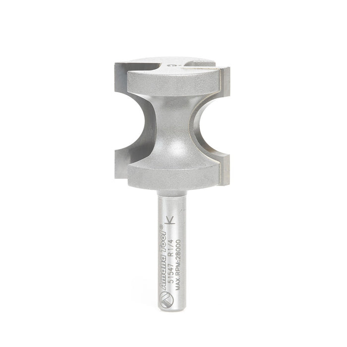 Amana Tool 51547 Carbide Tipped Bullnose 1/4 Radius x 1-1/8 Dia x 1 Cut Height x 1/4 Inch Shank Router Bit