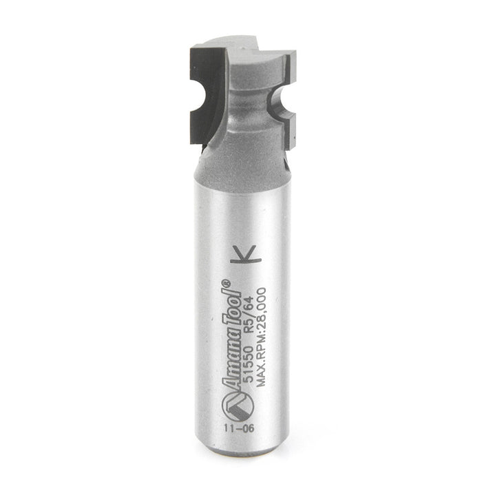 Amana Tool 51550 Carbide Tipped Bullnose 5/64 R x 17/32 D x 1/2 CH x 1/2 Inch SHK Router Bit