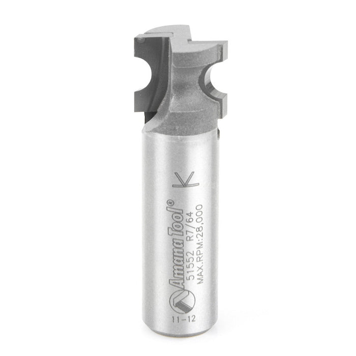 Amana Tool 51552 Carbide Tipped Bullnose 7/64 R x 55/64 D x 3/4 CH x 1/2 Inch SHK Router Bit