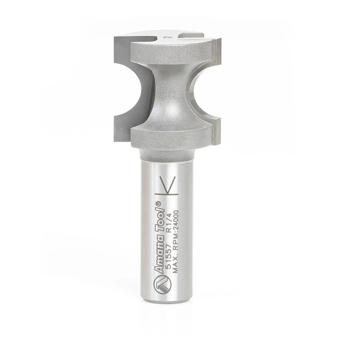 Amana Tool 51557 Carbide Tipped Bullnose 1/4 Radius x 1 Dia x 1 Cut Height x 1/2 Inch Shank Router Bit