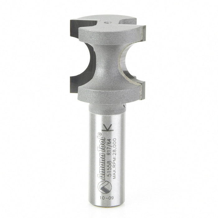 Amana Tool 51558 Carbide Tipped Bullnose 17/64 R x 1-1/32 D x 1 Inch CH x 1/2 SHK Router Bit