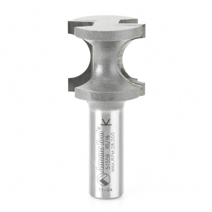 Amana Tool 51559 Carbide Tipped Bullnose 5/16 R x 1-1/8 D x 1 Inch CH x 1/2 SHK Router Bit