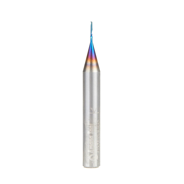 Amana Tool 51649-K CNC Spektra Coated SC Spiral O Single Flute, Plastic Cutting 1/32 D x 3/16 CH x 1/4 SHK x 2 Inch Long