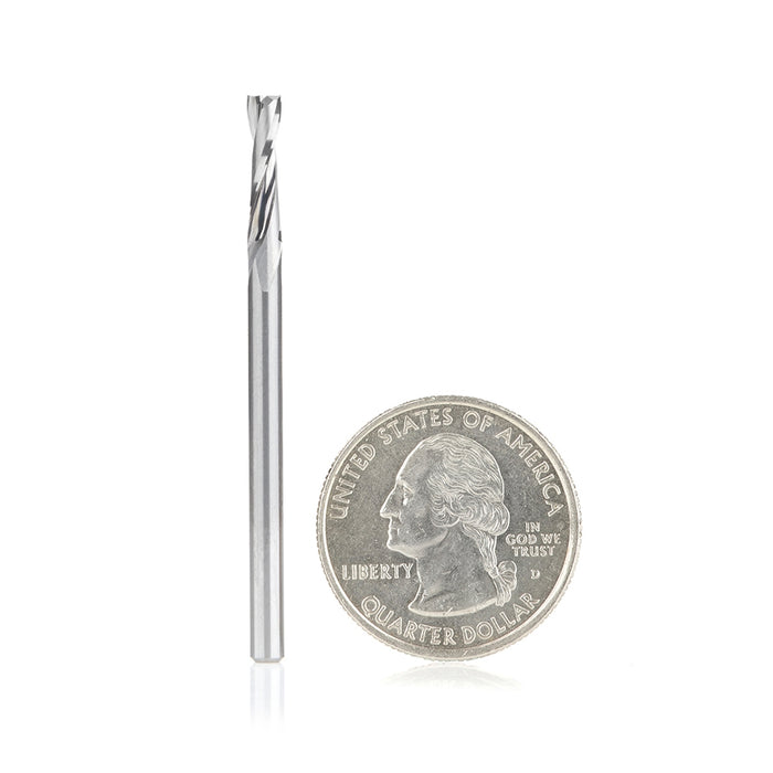 Amana Tool 51761 SC CNC Spiral Double O Flute, Plastic Cutting 1/8 Dia x 1/2 CH x 1/8 Shank x 2 Inch Long Up-Cut Router 