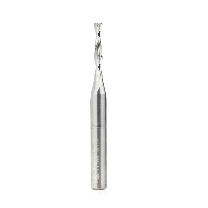 Amana Tool 51766 SC CNC Spiral Double O Flute, Plastic Cutting 1/8 Dia x 3/4 CH x 1/4 Shank x 2-1/2 Inch Long Up-Cut Rou