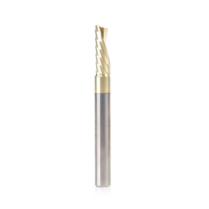 Amana Tool 51775-Z CNC SC Spiral O Single Flute, Aluminum Cutting 1/4 D x 7/8 CH x 1/4 SHK x 2-1/2 Inch Long Down-Cut Zr