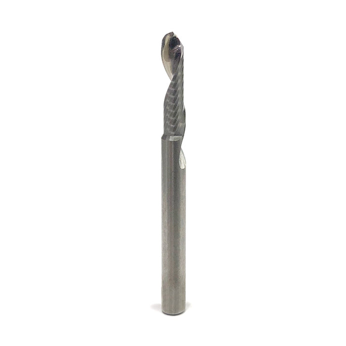 Amana Tool 51814 Solid Carbide CNC Up-Cut Spiral Ball Nose 1/16 R x 1/8 D x 1/2 CH x 1/8 SHK x 2 Inch Long x 1 Flute Rou