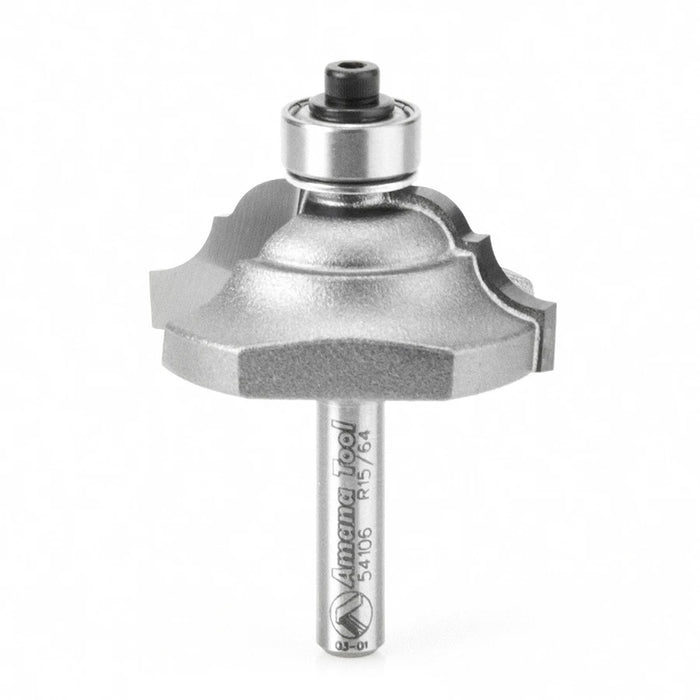 Amana Tool 54106 Carbide Tipped Classical Bead &amp; Cove 7/32 x 15/64 R x 1-1/2 D x 5/8 CH x 1/4 Inch SHK w/ Lower BB R