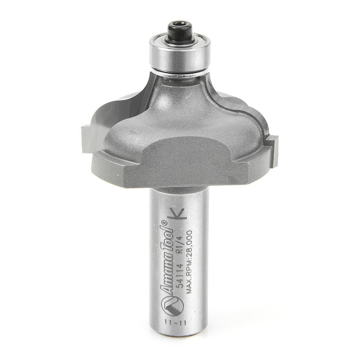 Amana Tool 54114 Carbide Tipped Ogee Fillet 1/4 R x 1-5/8 D x 3/4 CH x 1/2 Inch SHK w/ Lower Ball Bearing Router Bit
