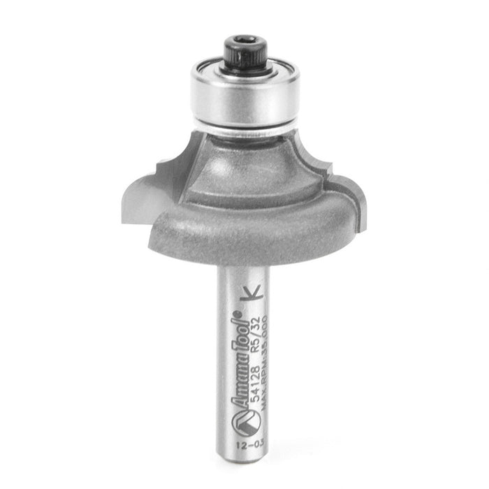 Amana Tool 54128 Carbide Tipped Classical Cove &amp; Bead 5/32 x 5/32 R x 1-1/8 D x 1/2 CH x 1/4 Inch SHK w/ Lower BB Ro