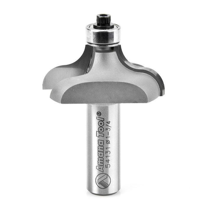 Amana Tool 54131 Carbide Tipped Ogee 11/32 R x 1-3/4 D x 11/16 CH x 1/2 Inch SHK w/ Lower BB Router Bit for 1-3/4 Materi