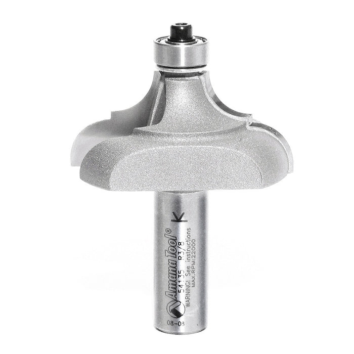 Amana Tool 54135 Carbide Tipped Classical Cove &amp; Bead 3/8 x 3/8 R x 2 Inch D x 1 Inch CH x 1/2 SHK w/ Lower Ball Bea