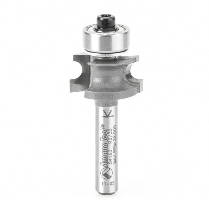 Amana Tool 54163 Carbide Tipped Corner Round 3/32 R x49/64 D x 25/64 CH x 1/4 Inch SHK Router Bit