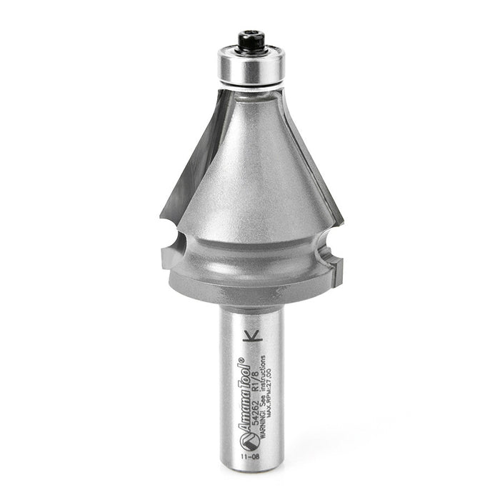 Amana Tool 54262 Carbide Tipped Handrail 1/8 x 19/32 R x 1-3/8 D x 1-1/2 CH x 1/2 Inch SHK w/ Lower Ball Bearing Router 