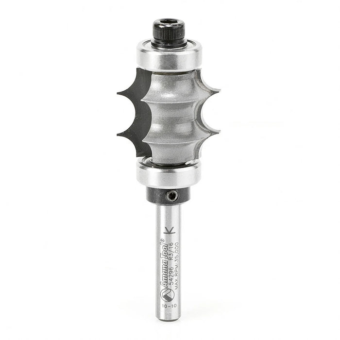 Amana Tool 54296 Carbide Tipped Multi-Edge Beading 3/16 R x 1 Inch D x 7/8 CH x 1/4 SHK w/ Double Ball Bearing Router Bi
