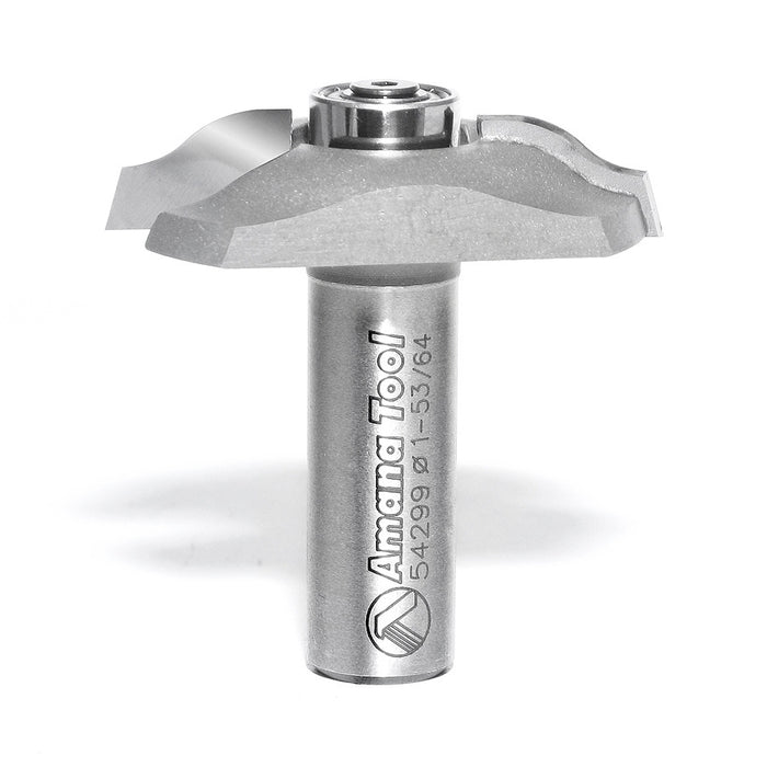 Amana Tool 54299 Carbide Tipped Base Molding Ogee Edge Detail w/ BB 19/64 x 1/8 R x 1-53/64 D x 3/8 CH x 1/2 Inch SHK Ro