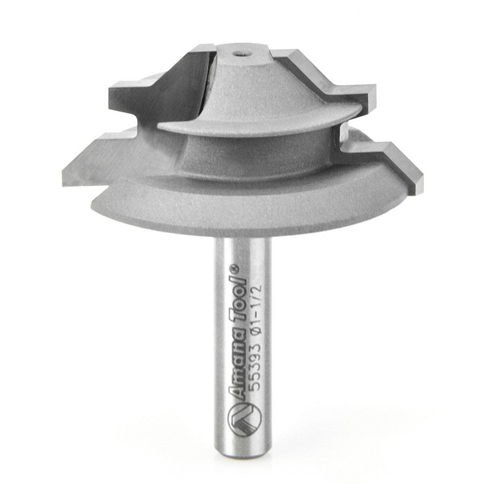 Amana Tool 55393 Carbide Tipped Lock Miter 45 Deg x 1-1/2 D x 1/2 CH x 1/4 Inch SHK Router Bit for 5/16 - 7/16 Material