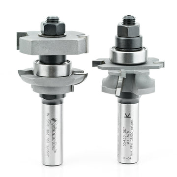 Amana Tool 55433 Carbide Tipped InStile & Rail Concave 5/32 R x 1-5/8 D x 5/8 to 1-1/8 CH x 1/2 Inch SHK w/ Lower BB Adjustable Router Bit Set for Plywood