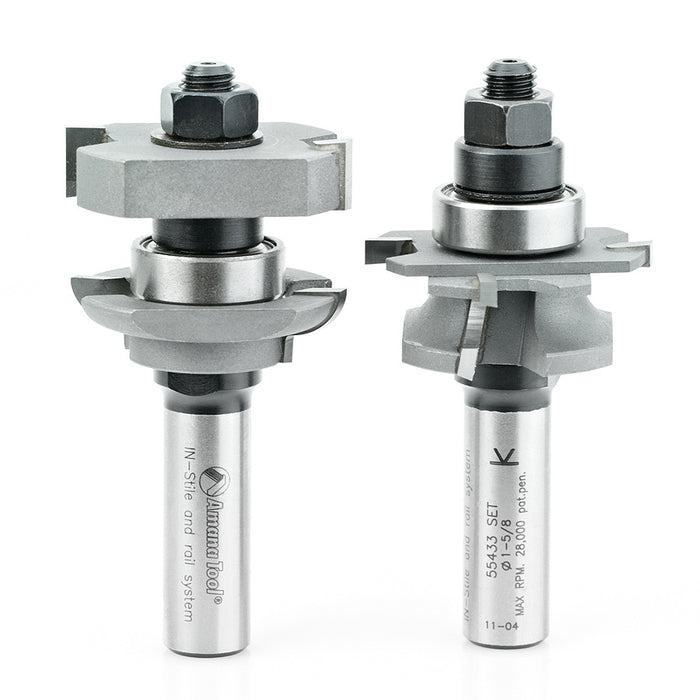 Amana Tool 55433 Carbide Tipped InStile &amp; Rail Concave 5/32 R x 1-5/8 D x 5/8 to 1-1/8 CH x 1/2 Inch SHK w/ Lower BB