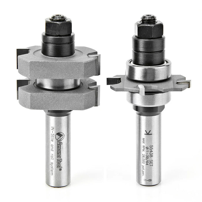 Amana Tool 55438 Carbide Tipped InStile &amp; Rail Mission Style/Straight 1-5/8 D x 5/8 to 1-1/8 CH x 1/2 Inch SHK w/ Lo