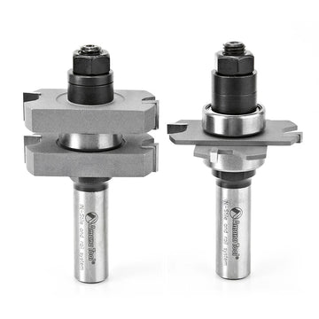 Amana Tool 55439 Carbide Tipped InStile & Rail Mission Style/Straight 1-7/8 D x 5/8 to 1-1/8 CH x 1/2 Inch SHK w/ Lower BB Adjustable Router Bit Set for Plywood