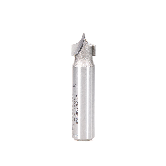 Amana Tool 56146 Carbide Tipped Point Cutting Roundover 1/4 R x 1/2 D x 1/2 CH x 1/2 SHK x 2-1/4 Inch Long Router Bit fo