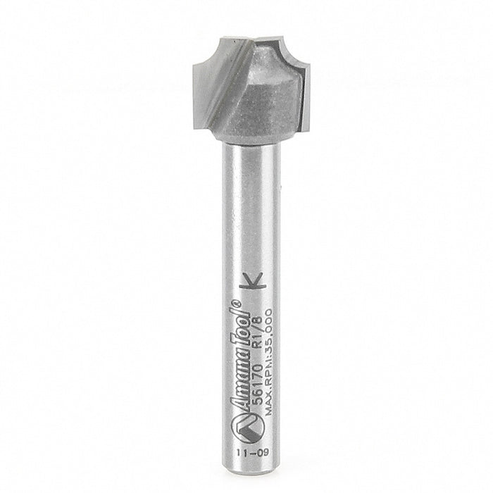 Amana Tool 56170 Carbide Tipped Plunge Beading 1/8 R x 1/2 D x 3/8 CH x 1/4 Inch SHK Router Bit