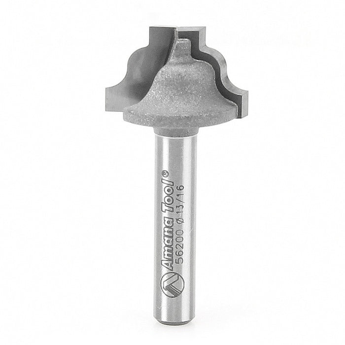 Amana Tool 56200 Carbide Tipped Plunging Ogee Stile 1/8 R x 13/16 D x 17/32 CH x 1/4 Inch SHK Router Bit