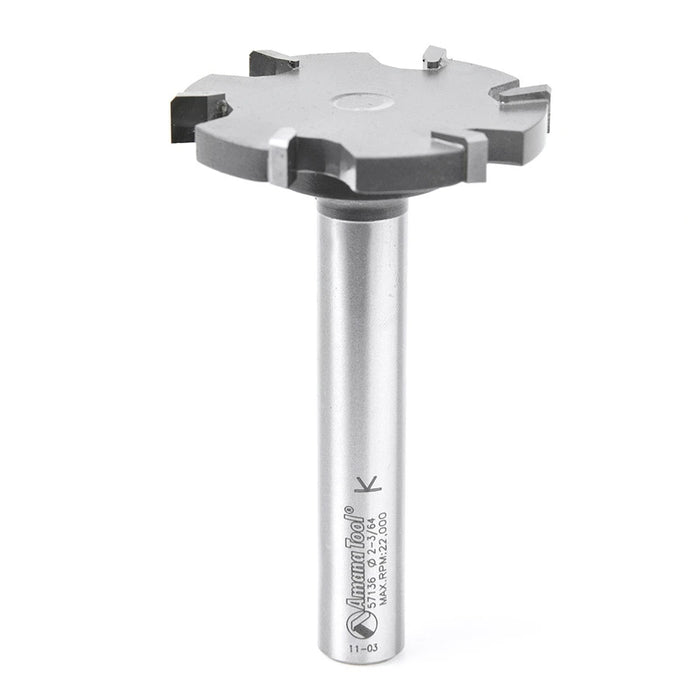 Amana Tool 57136 Carbide Tipped Countertop Trim 6 Wing Solid Surface 2-1/16 D x 1/4 CH x 1/2 Inch SHK Router Bit