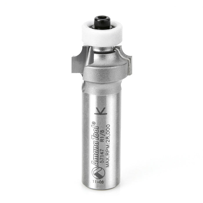 Amana Tool 57147 Carbide Tipped Corner Rounding with Ultra-Glide BB Guide Solid Surface 3/4 D x 3/8 CH x 1/8 R x 1/2 Inc