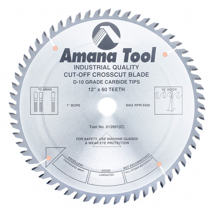 Amana Tool 612601 Cut-Off Saw Blade - 12″ x 60T, TCG - official product photo